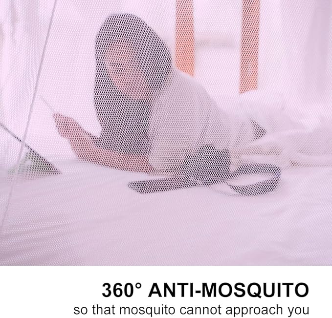 Pop-Up Mosquito Net Tent for Beds, Portable Folding Design with Net Bottom Bedroom and Outdoor Trip for Baby Adults, Easy to Install and Wash for Twin to King Size Bed 79 x71x59 inch (Pink)