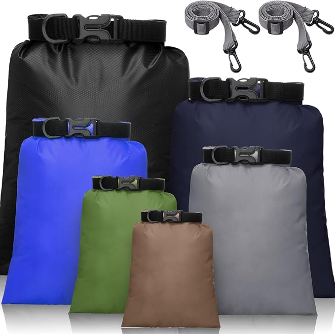 Shappy Waterproof Dry Bag Set 6 Sizes Lightweight Sacks and Long Adjustable Shoulder Strap Outdoor Water Proof Keep Gear Dry Bag Stuff Sacks for Backpacking, Boating, Hiking, Camping