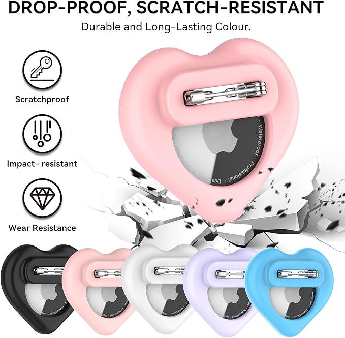 DDJ for AirTag Holder for Kids (2 Pack), Hidden Silicone Case for Apple AirTag GPS Tracker Kids with Invisible Pin, Anti Lost, for Elderly/Luggage/Clothing/Shoes/Backpack/Family Travel (Black+Blue)