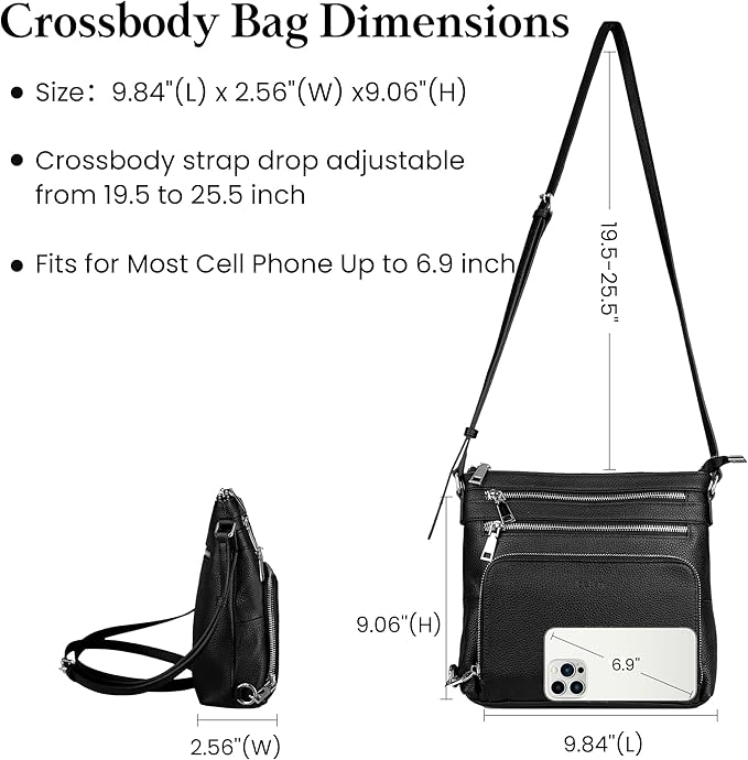 befen Genuine Leather Crossbody Bags for Women, Lightweight Medium Anti-Theft Shoulder Purse with Built in RFID Wallet
