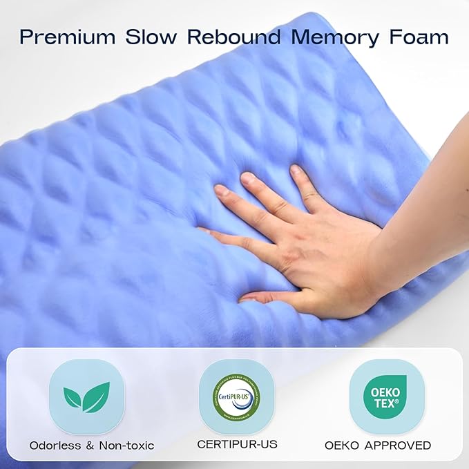 Memory Foam Pillows for Sleeping - Cervical Neck Ergonomic Pillow, Orthopedic Pillow for Neck and Shoulder Pain, Adjustable Cooling Contour Pillow (Grey, Queen)
