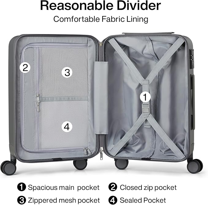 Hanke 26 Inch Luggage Large Suitcase With Spinner Wheels Tsa Luggage Suitcases Hard Case Luggage For Women & Men Rolling Checked Luggage(Graphite Grey)