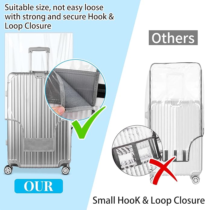 Yotako Clear PVC Suitcase Cover Tough Protector, 30 Inch Luggage Covers for Wheeled Suitcase 30"