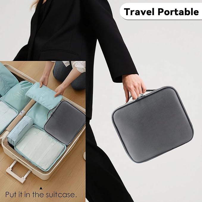 Travel Makeup Bag Makeup Cosmetic Train Case Organizer Portable Storage Bag with Adjustable Dividers for Cosmetics Makeup Brushes Toiletry Jewelry Black