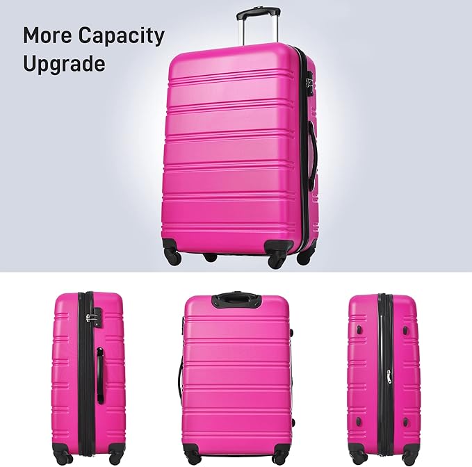 Merax Luggage sets of 3 Piece 20 28 IN Carry on Luggage Hard Case Pink Luggage Expandable Checked Luggage Suitcase Set with Wheels