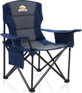 Oversized Folding Camping Chairs - 450 LBS Support Heavy Duty Camp Chair with Padded Cushion, Portable Outside Chairs with Carry Bag，Cooler, Cup Holder for Outdoor, Lawn, Sports - Blue