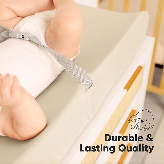2-Pack Baby Changing Pad Covers for Girl, Boy, Neutral - Soft Viscose Derived from Bamboo Changing Table Pad Cover Sheets, Baby Nursery Diaper Changing Pad Cover, Contour Changing Pad Liner (Cameo)