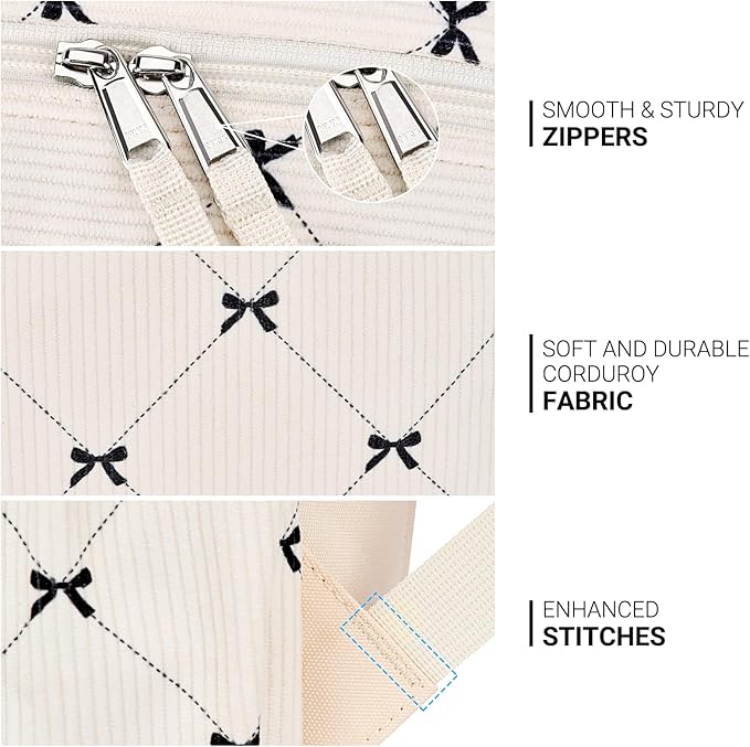 ZORFIN 26L Backpack for College, and Travel: Corduroy Bookbag - Bowknot