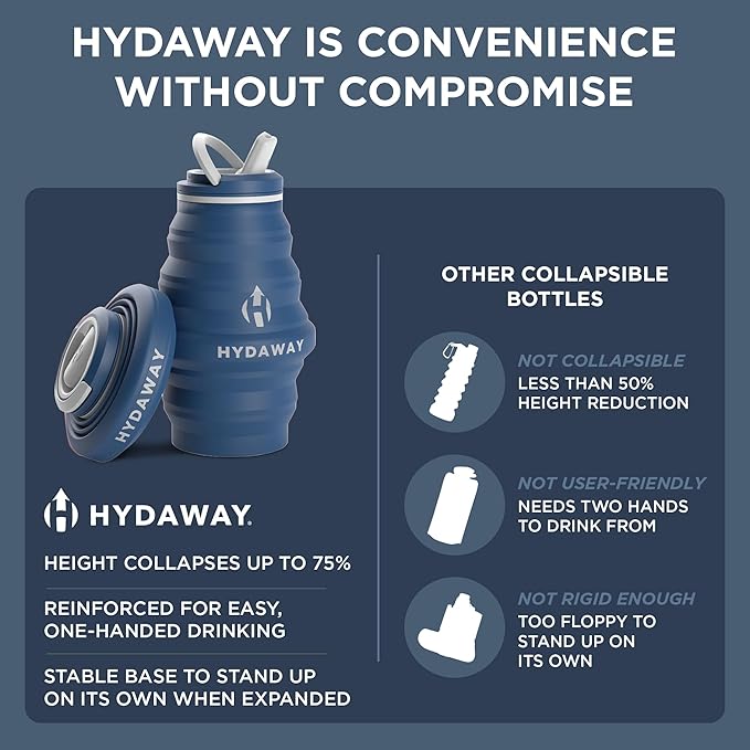 HYDAWAY 17oz Collapsible Water Bottle - BPA-Free, Leakproof, Lightweight, and Space-Saving - Perfect for Travel, Hiking, and Everyday Hydration