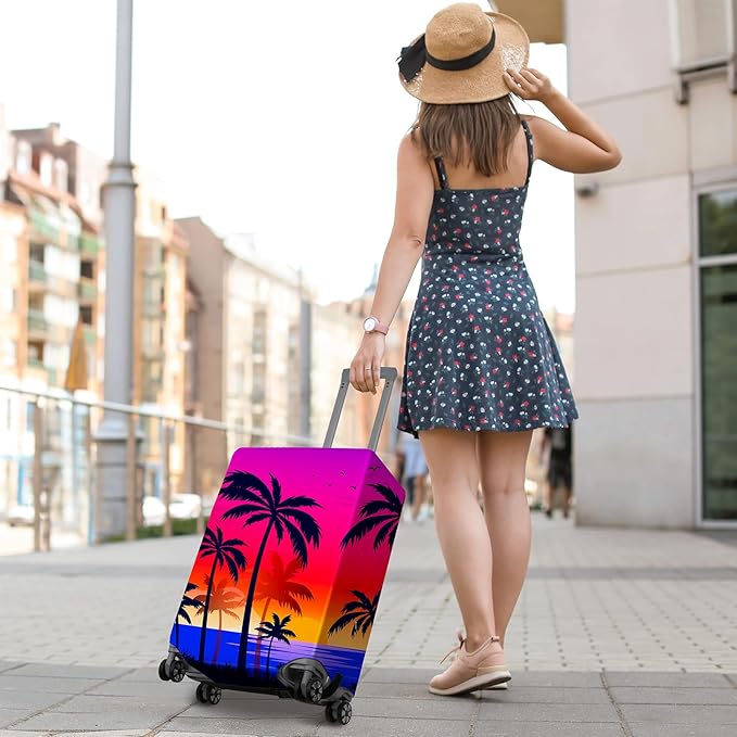 Pink Dino Suitcase Luggage Cover, Thick Suitcase Cover for Carry on Luggage Protector Fits 18-30 Inch Case
