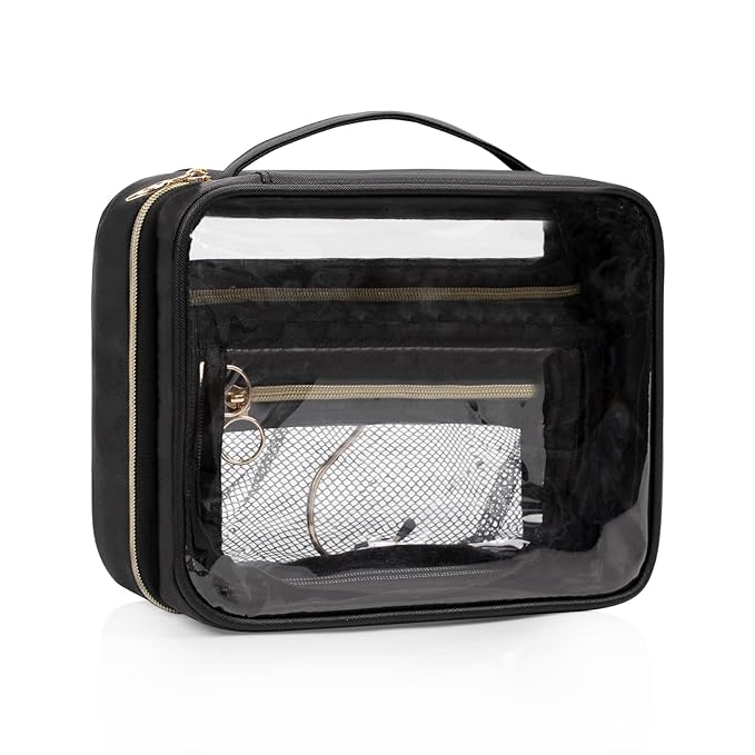 Toiletry Bag for Men, Clear Hanging Toiletries Bag for Travelling, Transparent Makeup Bag Organizer Portable Skincare Cosmetic Pouch for Women, 3 Compartment