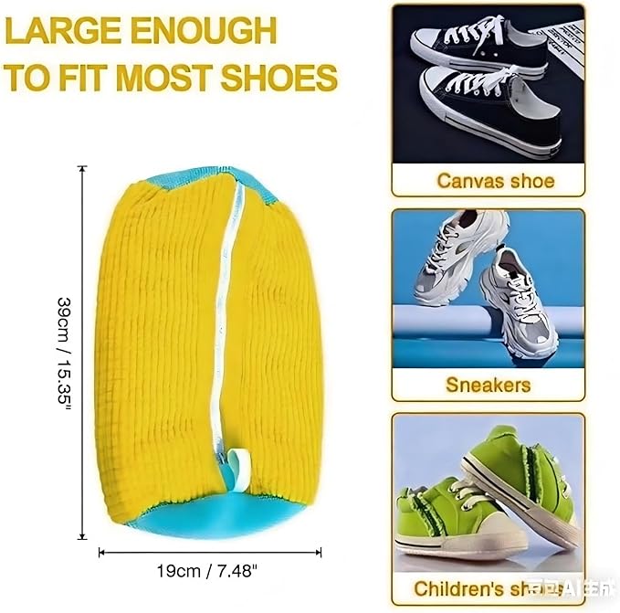 mcdhhemoShoe Washing Machine Bag, Sneaker Laundry Shoe Bag for Washer and Dryer, Durable Mesh Laundry Bags for Delicates Shoes Washing Bag with Side Zip, Reusable Shoe Bag for Gym Shoes(Yellow） (1)