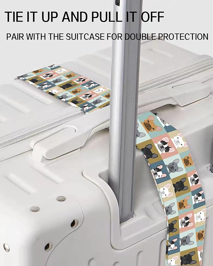 Luggage Straps for Suitcases, Adjustable Travel Belt, Durable Wide Luggage Strap, Cute Suitcase Strap Identifiers with Buckle, Bag Straps for Luggage, Cute Dogs