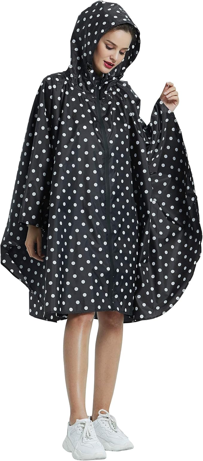 Rain Poncho Jacket Coat Hooded Zipper Style for Women/Men/Adult with Pocket