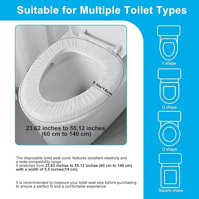 20 Pack Disposable Toilet Seat Cover Waterproof Non-Woven Fabric, Disposable Toilet Seat Covers for Travel, Disposable Seat Covers for Outing Hotel Hospital Public Toilet (Individual Package)