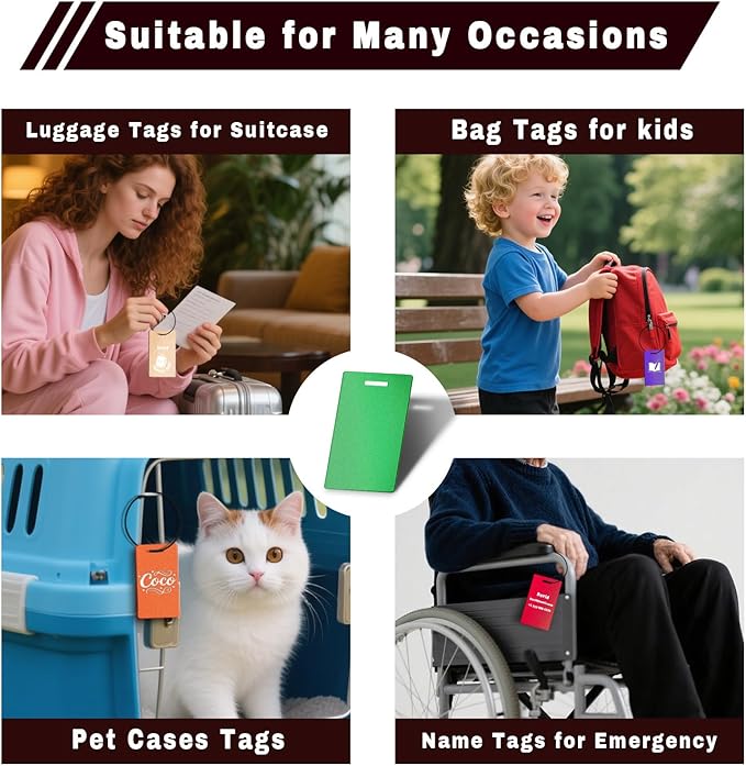 4PCS Personalized Luggage Tags for Travel Durable Aluminium Luggage Tags for Suitcases Custom Bag Tags for Backpacks Heavy Duty Personalized Name Tags for Birthday Gifts (Small,Yellow)