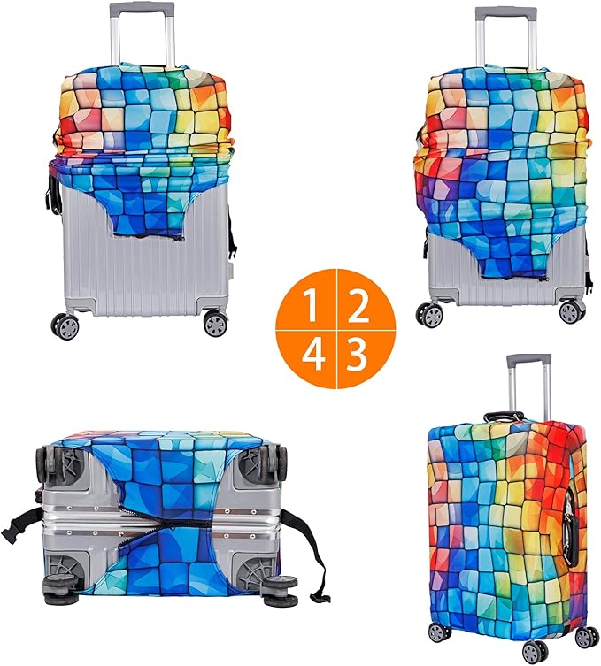 MosaiRudo Travel Luggage Covers For Suitcase Tsa Approved,Suitcase Cover Protector Fit 18-32 Inch Luggage Travel Accessories (T2505, M)
