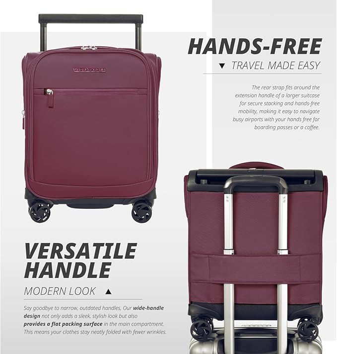 Verage Underseat Carry On Luggage with Spinner Wheels 15 inch Overnight Suitcase Travel Business Bag for Airlines Men Women