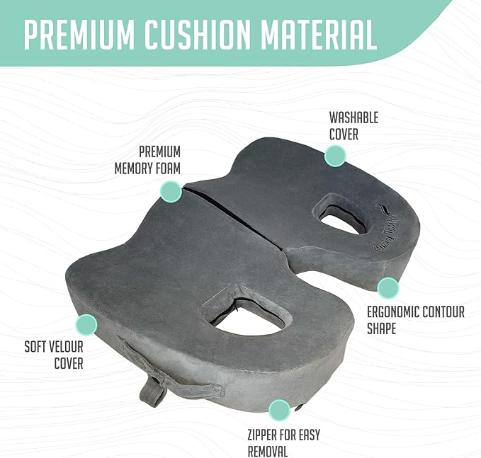 Premium Foldable Piriformis Cushion - Piriformis Pain and Sciatic Pain Relief Cushion - for Home & Office Use, Perfect for Travel or Driving - Piriformis Cushion