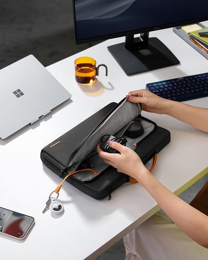 tomtoc 360° Protective Laptop Sleeve for 13.5-14.4 Inch Surface Laptop 6/5/Studio 2/1, Surface Book, Water-Resistant Shockproof Carrying Case Bag for Acer Aspire/Swift, ASUS Vivobook/Zenbook 14, Black