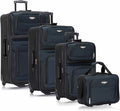 Travel Select Amsterdam 4-Piece Softside Expandable Rolling Luggage Set, Lightweight 2-Wheel Suitcases, Packing Cubes & Travel Tote, Durable Polyester Construction, Navy