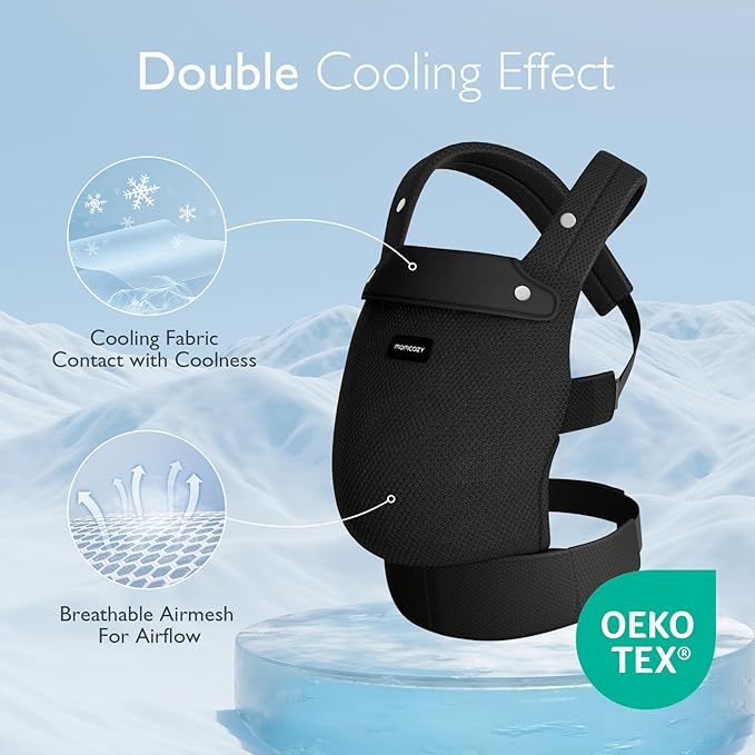 Momcozy Breathable Mesh Baby Carrier, Ergonomic and Lightweight Infant Carrier for 7-44lbs with Enhanced Lumbar Support, All Day Comfort for Hands-Free Parenting, Air Mesh-Black