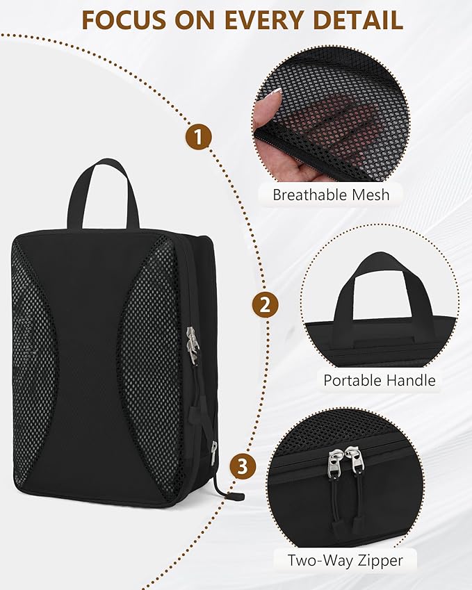 Compression Packing Cubes 12 Set, Suitcase Organizers, Extendable Packing Cubes, Black