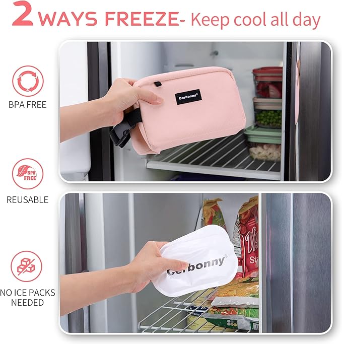 Small Cooler Bag Freezable Lunch Bag for Work School Travel,Small Lunch Bag,Small Insulated Bag For Kids/Adults,Freezer Lunch Bags,Freezable Snack Bag,Mini Lunch Bag Fit For Yogurt,Suit for 3+.