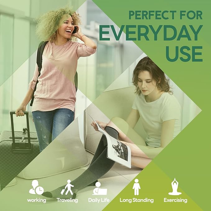 SONORAN Bamboo Viscose Compression Socks for Women & Men (6 Pairs) 20-30 mmHg Knee High Support for Nurses Travel Pregnant