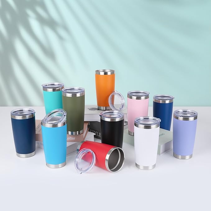 HASLE OUTFITTERS 20oz Stainless Steel Tumblers Bulk, Insulated Travel Cup with Lid, Double Wall Vacuum Coffee Mug for Cold & Hot Drinks 4 Pack, Royal Blue