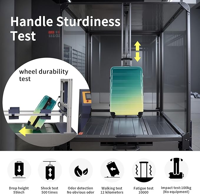 Merax Luggage Sets 3 Piece, Hardside Expandable Suitcase Set with Spinner Wheels, Lightweight Gradient Color Luggage 20+24+28 IN,Green+Yellow