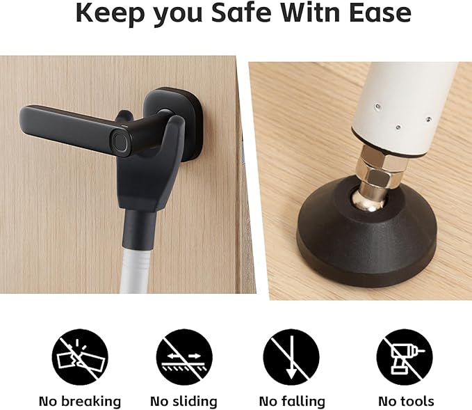 2 Pack Door Security Bar & Sliding Patio Door Lock Bar – Heavy Duty Adjustable Door Stopper for Home, Apartment, Hotel Travel – No Tools Needed, Fits Hinged & Sliding Doors, Iron Construction