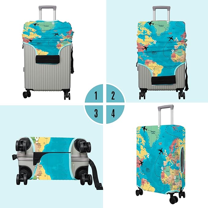 Travel Luggage Cover Suitcase Protector Fits 18-32 Inch Wheel Covers PatternedTravel Related Items Flower Luggage Protector Elastic XL