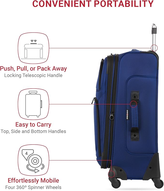 SwissGear Sion Softside Expandable Luggage, Blue, 2-Piece Set (21/29)