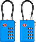 Puroma TSA Approved Luggage Travel Locks with Open Alert Indicator, 4 Digit Combination Resettable Code Zinc Alloy Lock for Suitcase, Backpack, Bag, Toolbox, Locker (2 Pack, Blue)