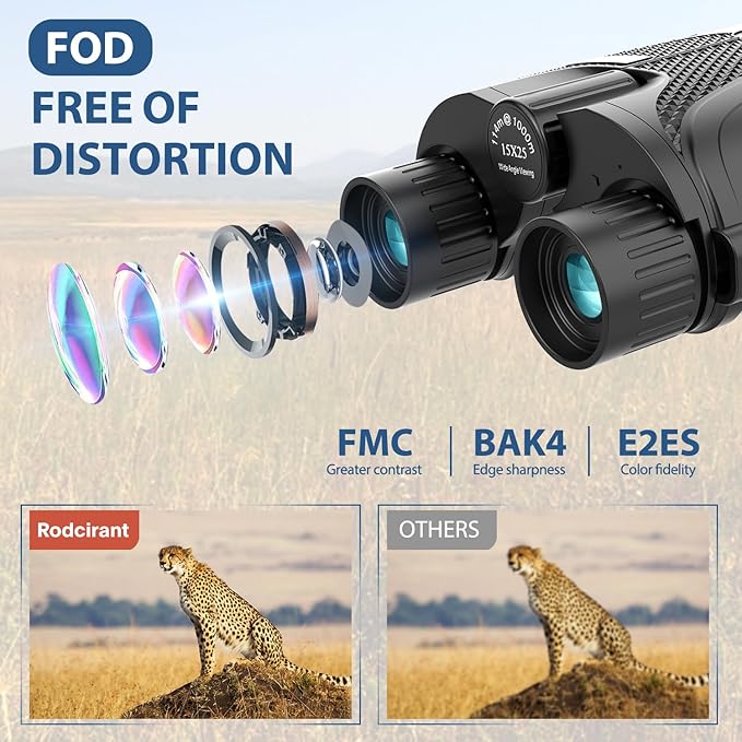 Binoculars 15x25 for Adults,Waterproof Durable & Clear Binoculars with Low Light Night Vision for Sightseeing,Concerts and Bird Watching