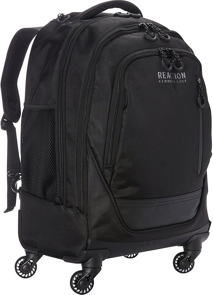Kenneth Cole REACTION 17" Polyester Dual Compartment 4-Wheel Laptop Backpack, Black