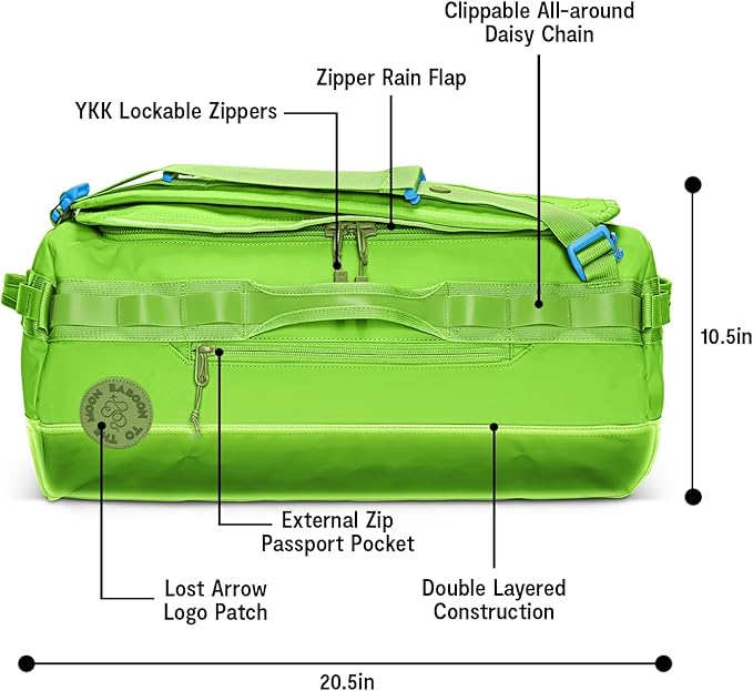 Baboon to the Moon Go-Bag Medium 40L – Detachable Straps, Small Duffle Bag for Travel, Gym Bag for Women, Mens Travel Bag, Duffel Bags for Traveling, Travel Duffel Bags for Women (Lime Breeze)