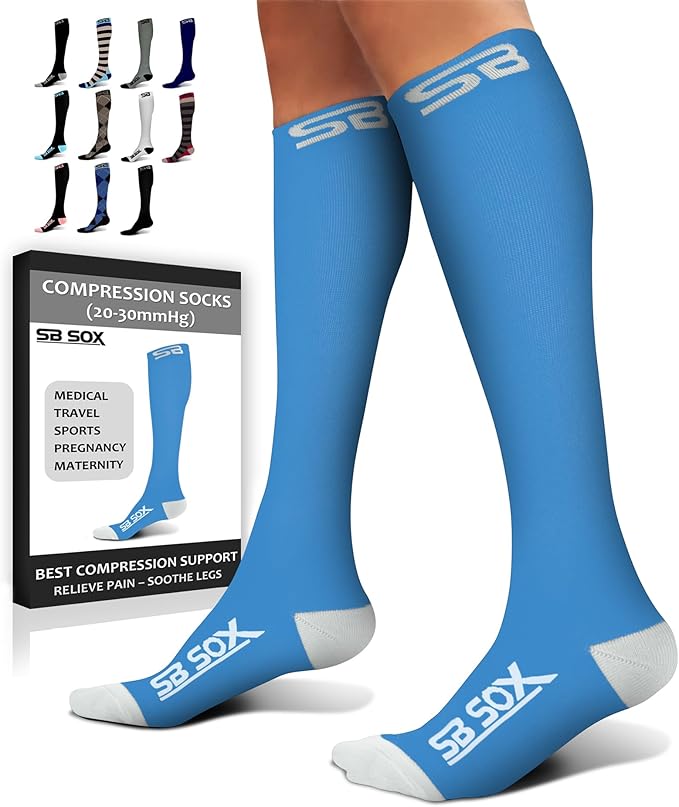 SB SOX Compression Socks for Men & Women (20-30 mmHg) - Best Support Stockings for Travel, Medical, and Sports - Perfect for Everyday Wear