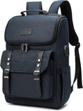 YALUNDISI Vintage Backpack Travel Laptop Backpack with usb Charging Port for Women & Men College Backpack Fits 15.6 Inch Laptop Blue