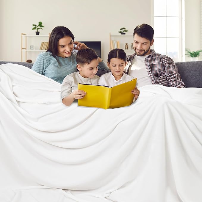PHF Oversized King Fleece Blanket 120"x120", No Shed No Pilling Big Soft Blanket, Extra Large 10'x 10' Lightweight for Bed, Sofa Travel and Camping, Suitable for All Season, White
