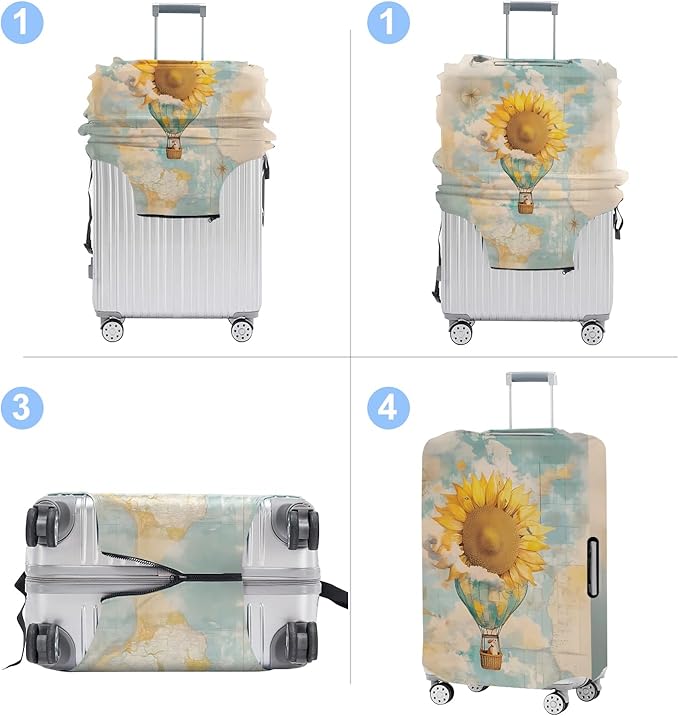 Sunflower Luggage Cover Washable Suitcase Protector Anti-Scratch,Stretchable Fit for 20-34Inch Luggage Durable Travel Bag Cover with Zipper Closure (M(24-26inch suitcase))