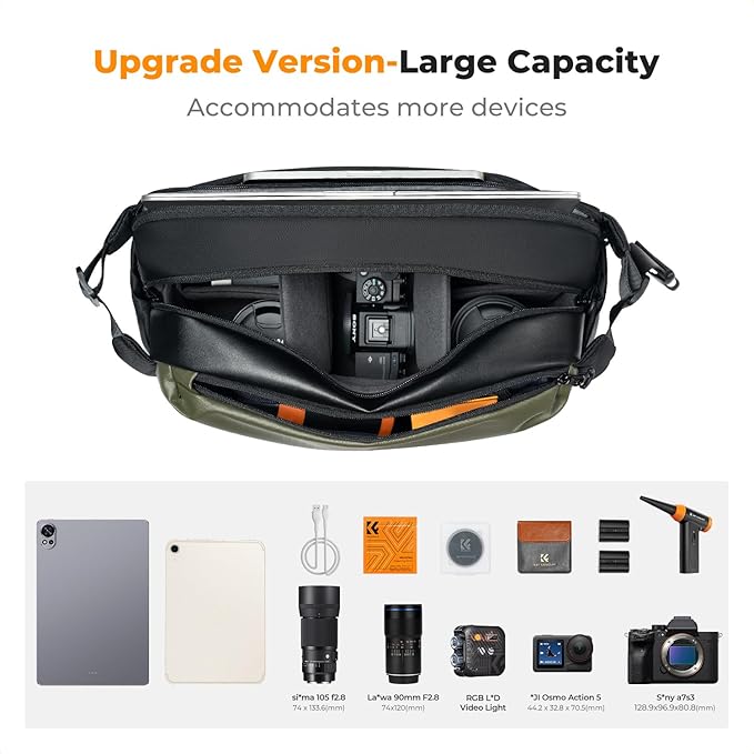 K&F Concept 2 in 1 Sling Bag Everyday Shoulder Bag & Multifunction Photography Crossbody Camera DSLR Backpack Portable Bag
