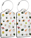 2 Pack Luggage Tags for Suitcase,Cute Funny Japanese Sushi Leather Luggage Tag Bag Tags Identifiers Privacy Cover Id Label with Steel Loop for Women Men Girls Boys Travel
