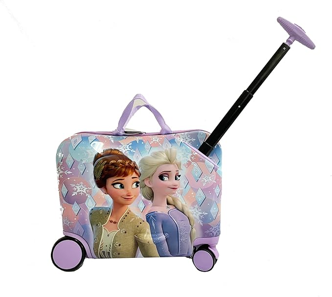 Disney Frozen Ride on Suitcase for Kids, 18'' Suitcase with Seat for Kids, Childre Riding Luggage, Cute Lightweight Travel LuggageTrolley