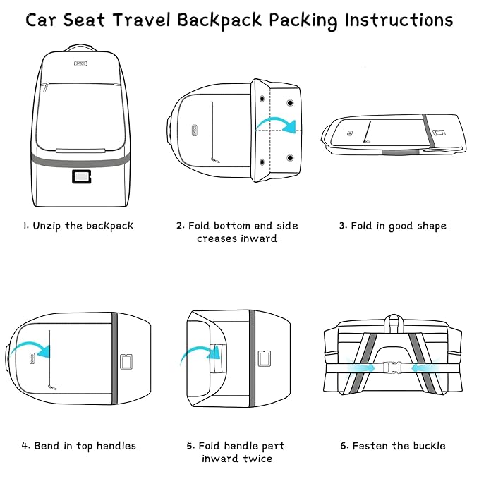 Car Seat Travel Bag - Padded Car Seat Carrier with Steel Cable Handle and Reflective Stripes, Large Durable Airport Gate Check Bag with Shoulder Strap