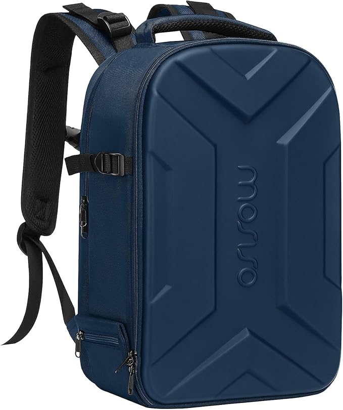 MOSISO Camera Backpack, DSLR/SLR/Mirrorless Photography Camera Bag Waterproof Artistic Geometric Hardshell Case with Tripod Holder&15-16 inch Laptop Compartment for Canon/Nikon/Sony, Steel Blue
