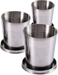 Guyuyii 3-Pack Collapsible Cups with Lid and Keychain – Stainless Steel Foldable Drinkware for Travel, Outdoor Activities, Home Use, Camping, Work, Events, Daily Hydration, and Amusement Parks