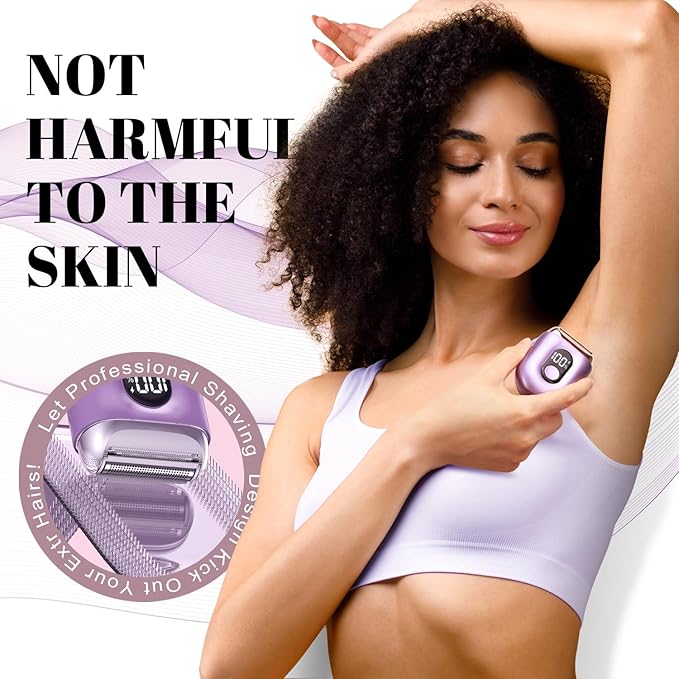 Cordless Electric Shaver for Women: Mini Electric Razors with LED Display - Rechargeable Bikini Trimmer - IPX7 Waterproof Wet Dry Face Razor with 3 Blade Heads Floating Head
