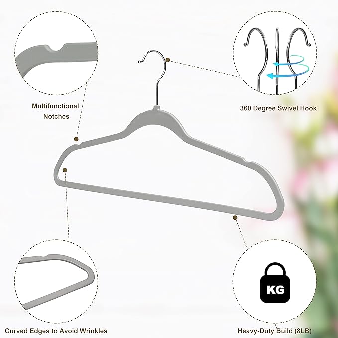 Quality Hangers Clothes 200 Pack - Non-Velvet Plastic for -Heavy Duty Coat Hanger Set -Space-Saving Closet with Chrome Swivel Hook, Functional Non-Flocked Hangers, Black, 17.5'' (PL020/ctn)